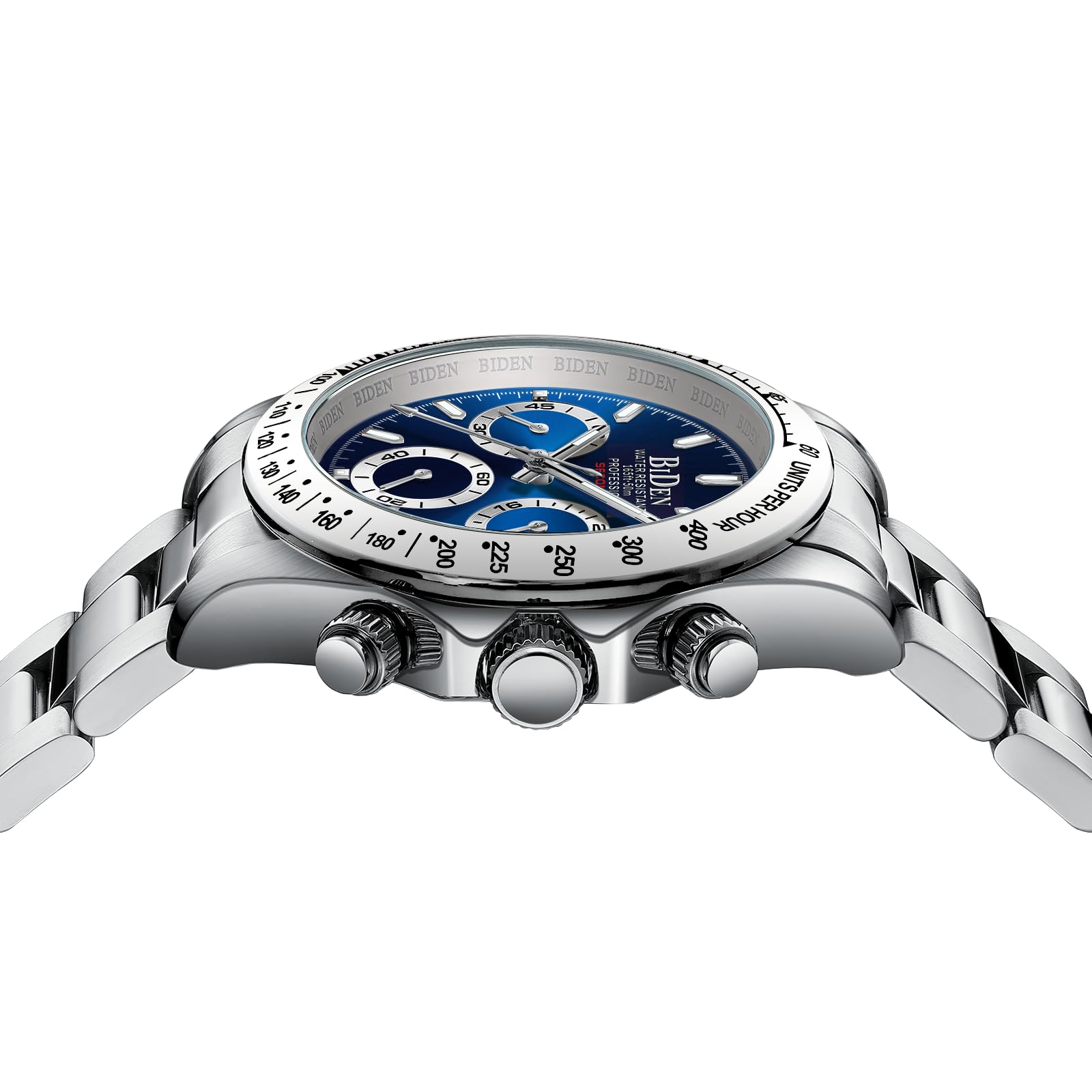 HANPOSH Reloj Hombre Cronógrafo de Acero Inoxidable(Azul Plateado)