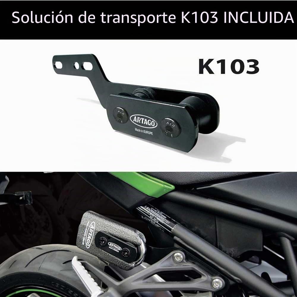 Artago 69T3 Pack Candado Antirrobo Disco Alta Seguridad + Soporte para Kawasaki Z900, Homologado Sra, Sold Secure Gold, ART4