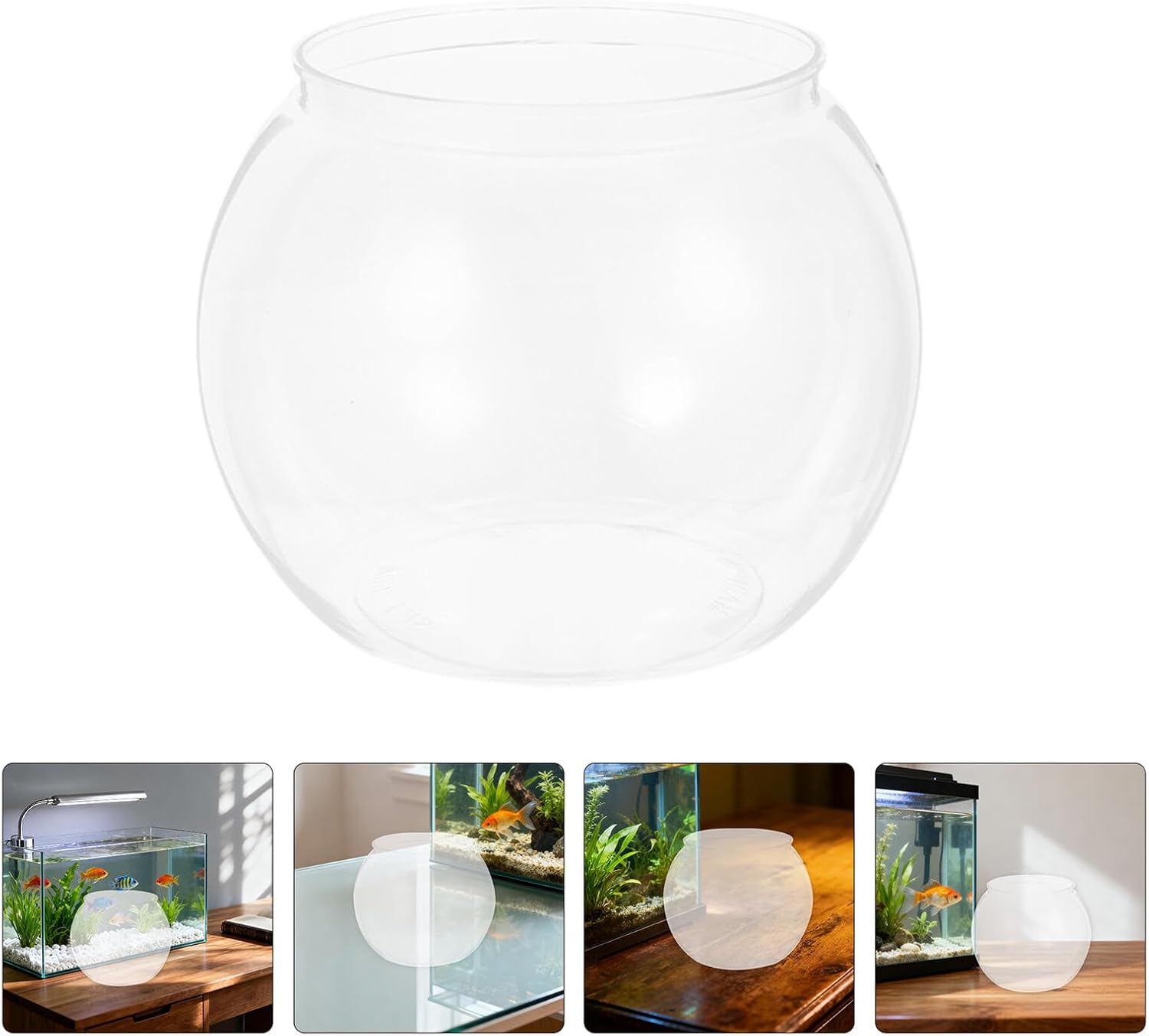 Plastic Aquarium Tank and Fish Bowl Pet 28x24.5cm Small Desktop Goldfish Habitat Suitable for Home and Office Aquatic Pets