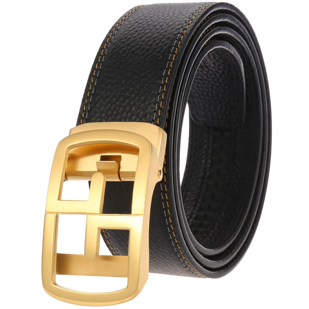 SPOMUNTSPOMUNT Men's Leather Belt with Automatic Buckle 35mm wide Ratchet Dress Belt, Trim to Fit