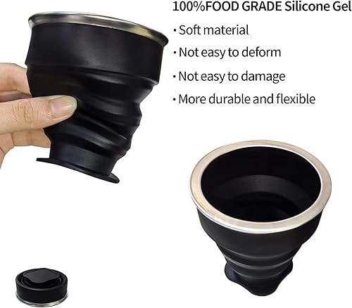 Miniatura 4 de Collapsible Cup - Silicone Foldable Cup-Expandable Folding Drinking Cup -Reusable Portable Mugs Cup For Travel, Camping, Hiking, Survival, Car,