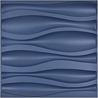 Vista 4 de Art3d Panel de pared 3D de PVC azul marino, cubierta de estilo ondulado, 32 pies cuadrados, para decoración de pared interior en sala de estar