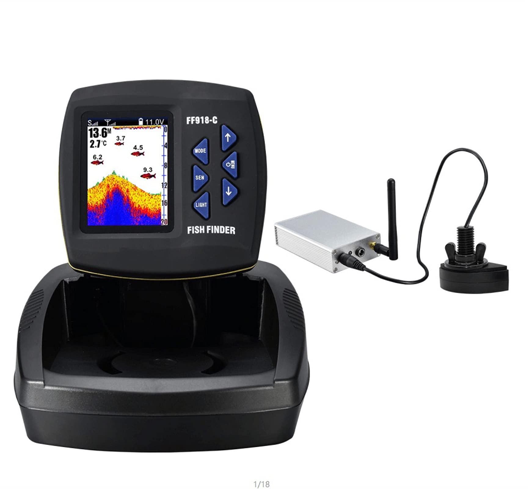 Podwodna Echosonda, Pilot zdalnego sterowania Bait Boat Fish Fishing 3.5" LCD Zakres głębokości 300 m 100m bezprzewodowy(FF918-CWLS)