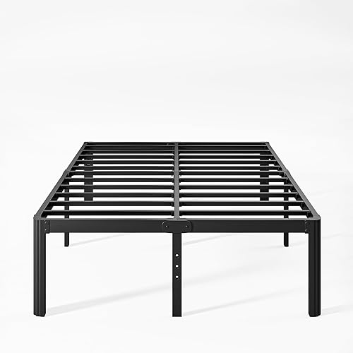 Miniatura 25 de KERAMIK Marco de cama Queen de 14 pulgadas de alto, no necesita somier, marco de cama de plataforma tamaño Queen de metal con borde redondo, fácil