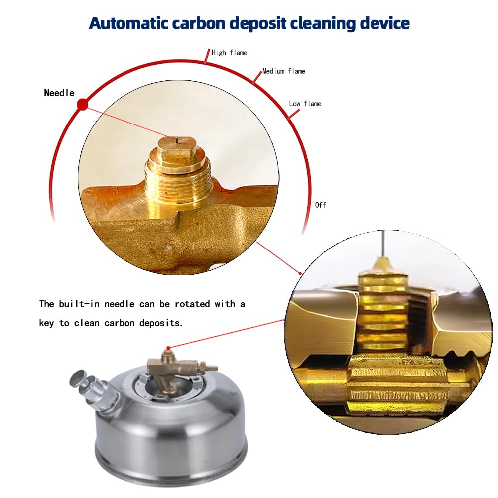AG53 - Estufa de gasolina para exteriores, estufa de aceite de camping, mini estufa portátil integrada, adecuada para senderismo, viajes en motocicleta, mochileros, acero inoxidable de