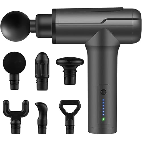 Massage Gun Deep Tissue, Electric Muscle Back Massage Gun, Neck Massager for Pain Relief Handheld Massagers, Percussion Massager with 6 Heads, Birthday Gifts for Women Men (Grey)