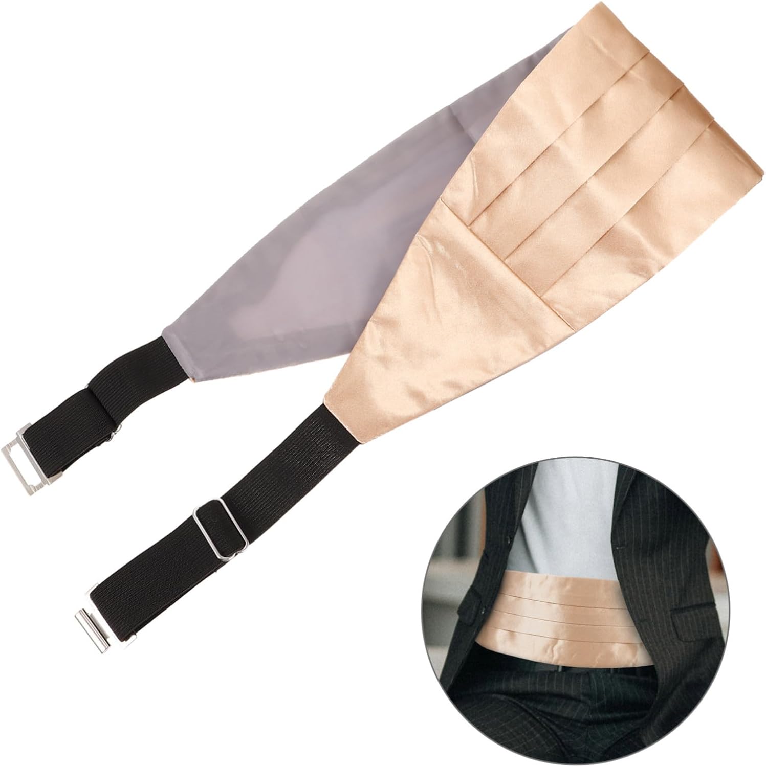 Ipetboom Men's Adjustable Satin Cummerbund Solid Color Waist Band for Tuxedo Groomsmen and Formal Events Stylish Accessory for Weddings and Proms