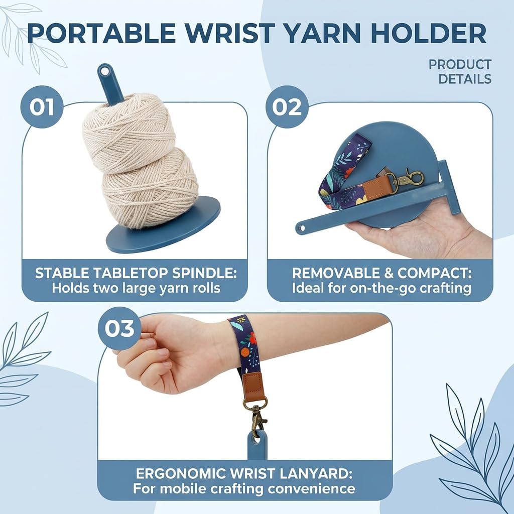Portable Wrist Yarn Holder for Knitting & Crocheting | Yarn spinner with adjustable strap, Tangle-free yarn ball holder, Travel crochet accessories & gift for craft lovers