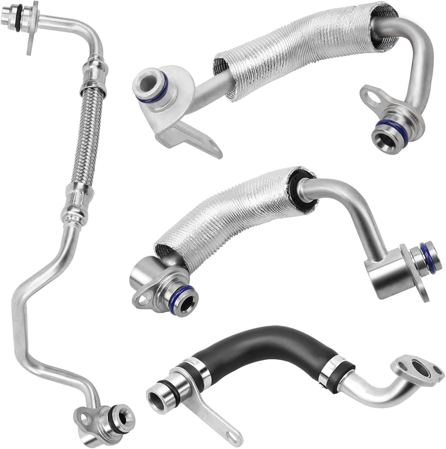 Turbo Turbocharger Oil/Coolant Feed & Return Line Kit Compatible with 2010-2018 BMW 1 2 3 4 5 Series F10 F22 F20 F30 X1 X3 X4 X5 X6 Z4 Replace #11538663516 11538663517 11428626652 11428626653