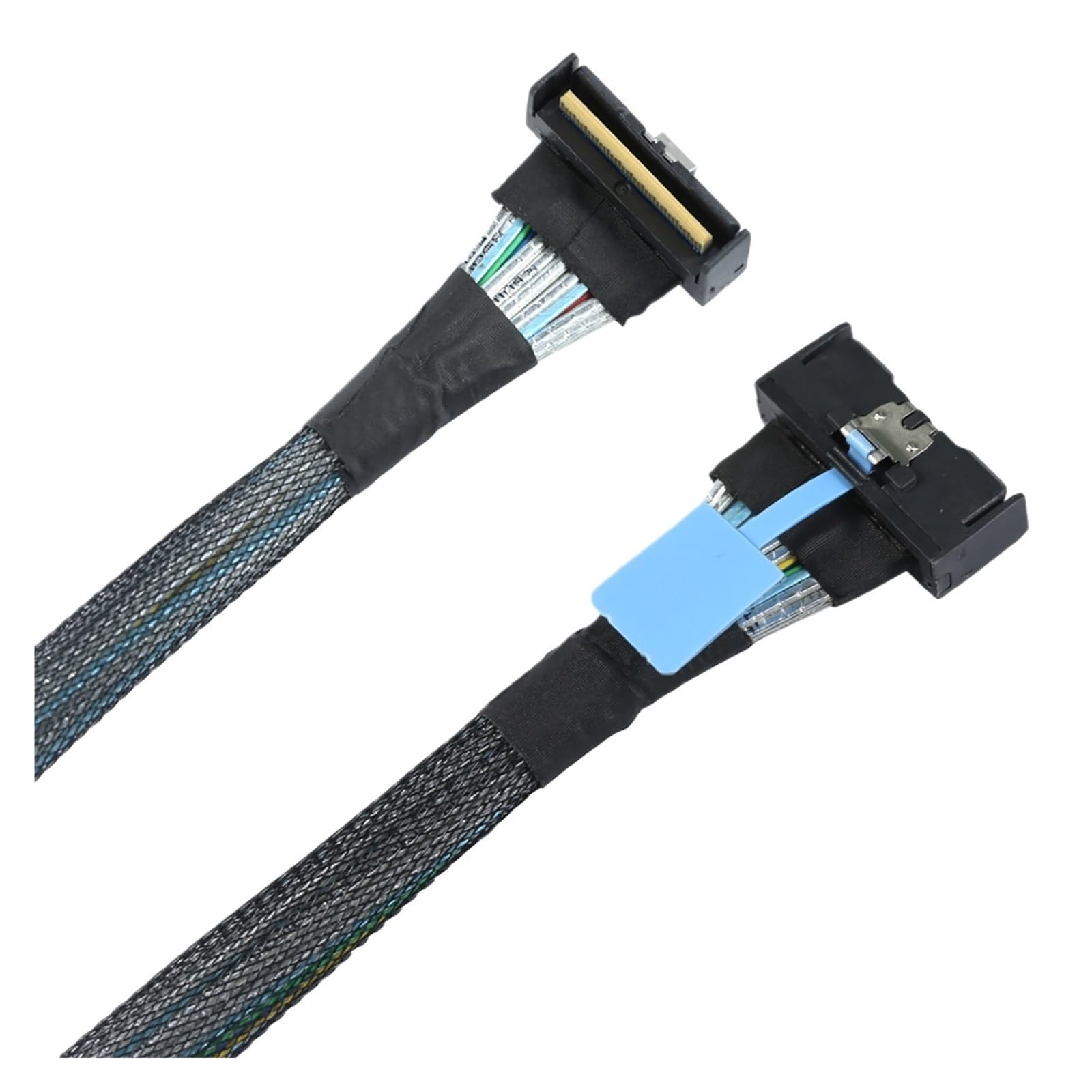 ZHANGLH Câble d'extension coudé 1 m PCI-E 5,0 mi ni Cool Edge MCIO PCI-E MCIO 74 broches mâle vers Slimline S*A*S 90 degrés MCIO 8i 74 broches mâle