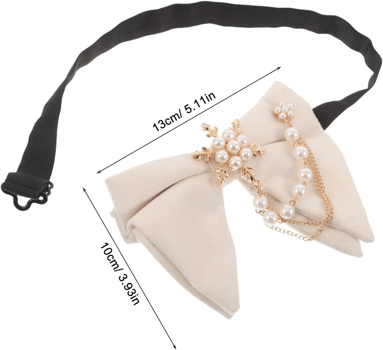 NOLITOY Oversized Pre-tied Bow Tie for Men with Pearl Decoration Adjustable Formal Tuxedo Necktie for Wedding Holiday Party and Business Attire