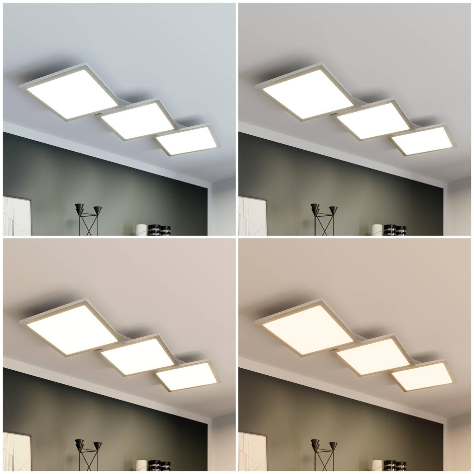 Lucande LED Deckenleuchte Ilira dimmbar mit Leselampe (Modern) in Alu aus Aluminium (3 flammig,) - Lampe Deckenlampe Küchenleuchte