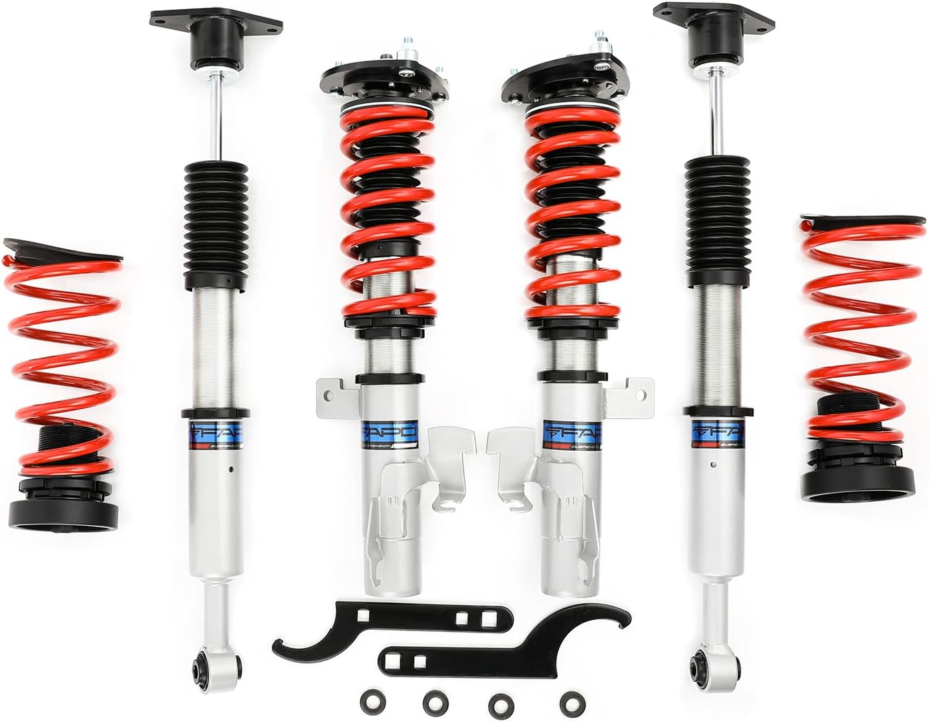 fapo adjustable height coilover suspension strut lowering kit, mono-tube compatible with mazda 5 cr 2006-2010 with mazdaspeed3 bk 2007-2009 shock