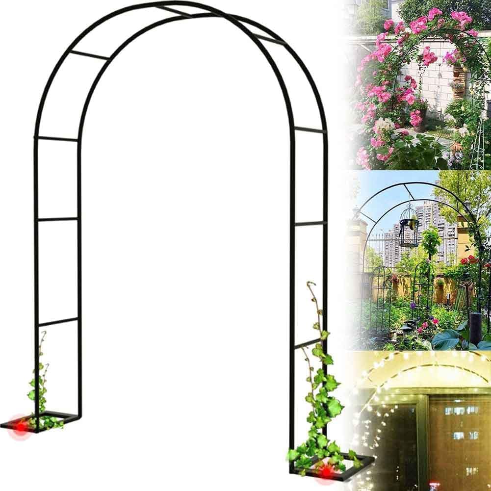 Outdoor Metal Garden Arch Heavy Duty Rose Arbor Climbing Plants Support Archway Large Wedding Arches 140Cm 180Cm 240Cm 120Cm Wide,Black,W1.8M*H2.2M