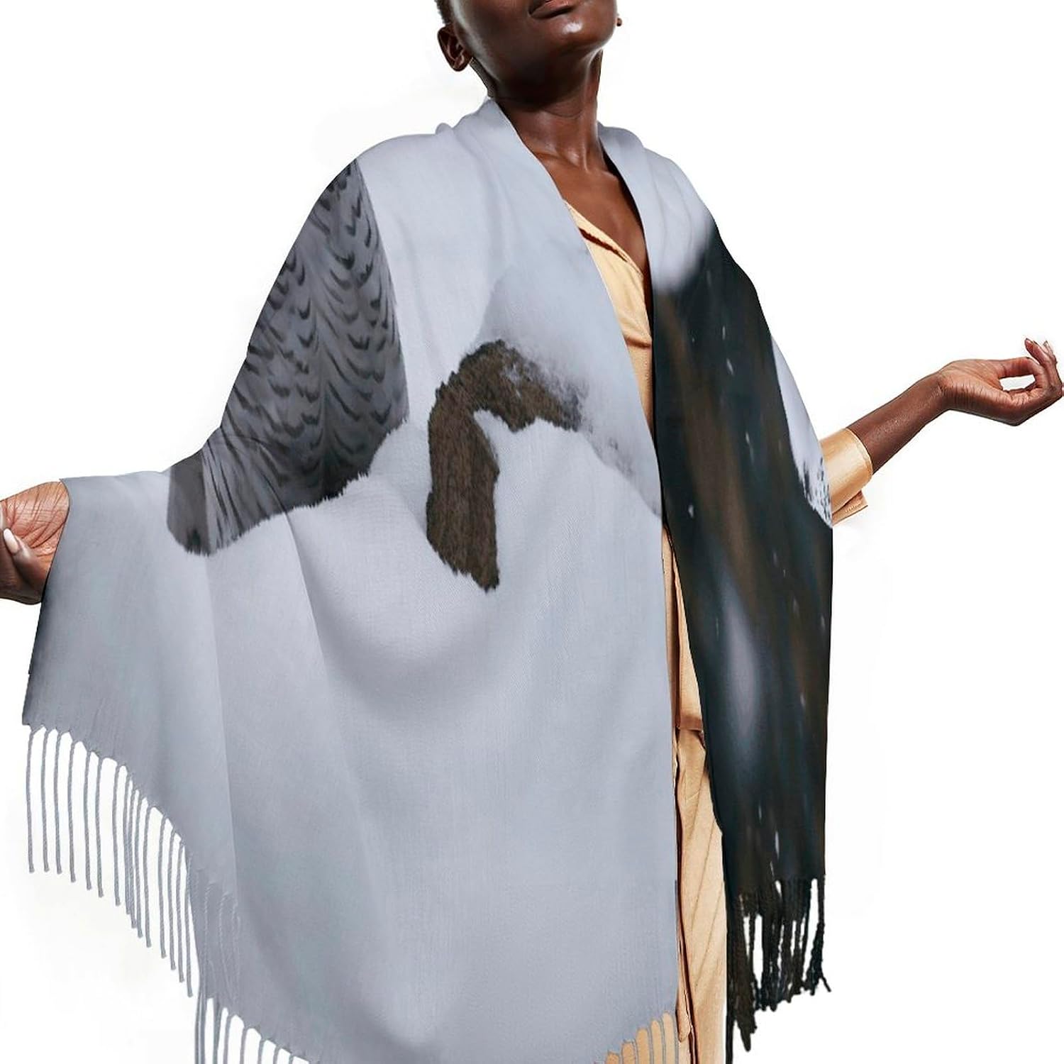 Snow Owl Scarf for Women Men Soft Warm Fashion Blanket Scarves Classic Cashmere Feel Scarf Long Shawl Large Scarves Cold Weather Thick Blanket Scarfs
