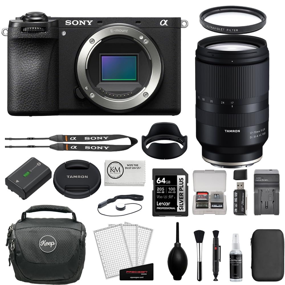 Sony a6700 Mirrorless Camera Body Bundle 17-70mm f/2.8 Di III-A VC RXD Lens Sony E + 64GB Memory Card + 67mm UV Filter + Camera Case + Photo Starter Kit + Charger (7 Items)