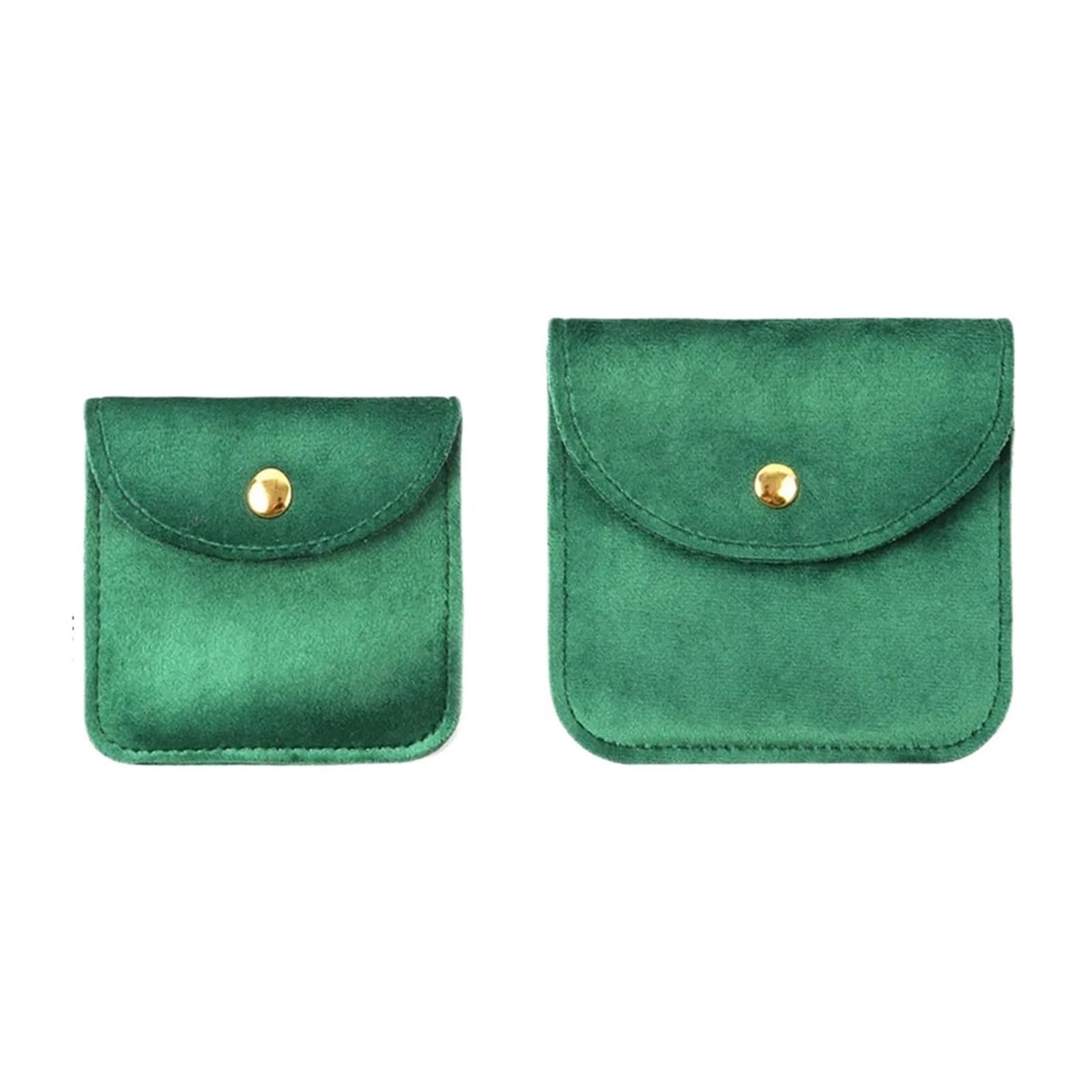 LXLAEOANG Velvet Jewellery Pouches Snap Button Jewellery Pouch Fillet Velvet Bag Envelope Jewelry Necklace Bracelet Storage(Green-10x10cm)