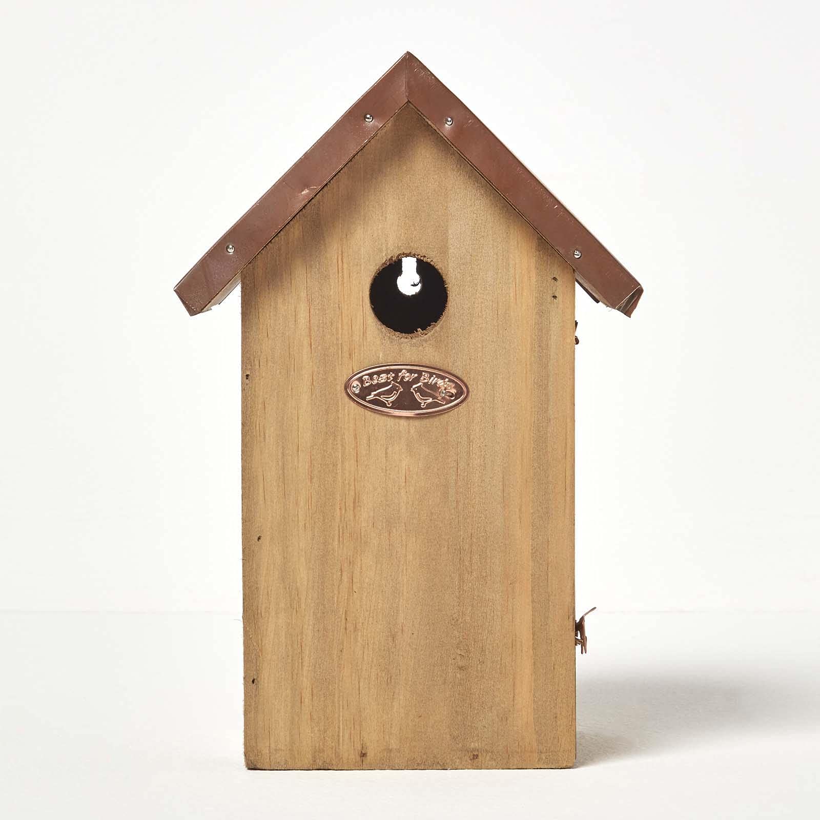 Homescapes, casetta per uccelli in legno massello, colore blu, altezza 26 cm x larghezza 16 cm, per recinzione o alberi realizzato in legno di ontano
