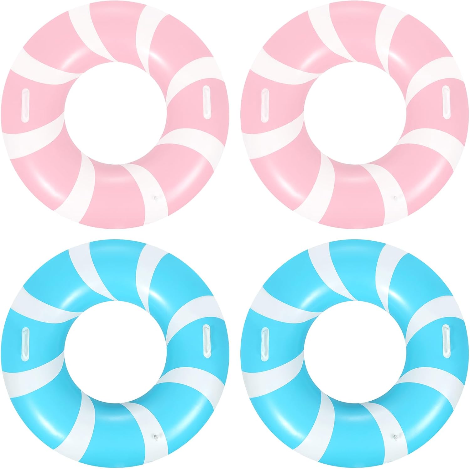 4 PCS 39.4 Inch Jumbo Swimming Ring with Fun Prints Striped Pool Floats Pool Tubes Inflatable Pool Floats Summer Floating Beach Floats Classic Swimming Ring for Adults