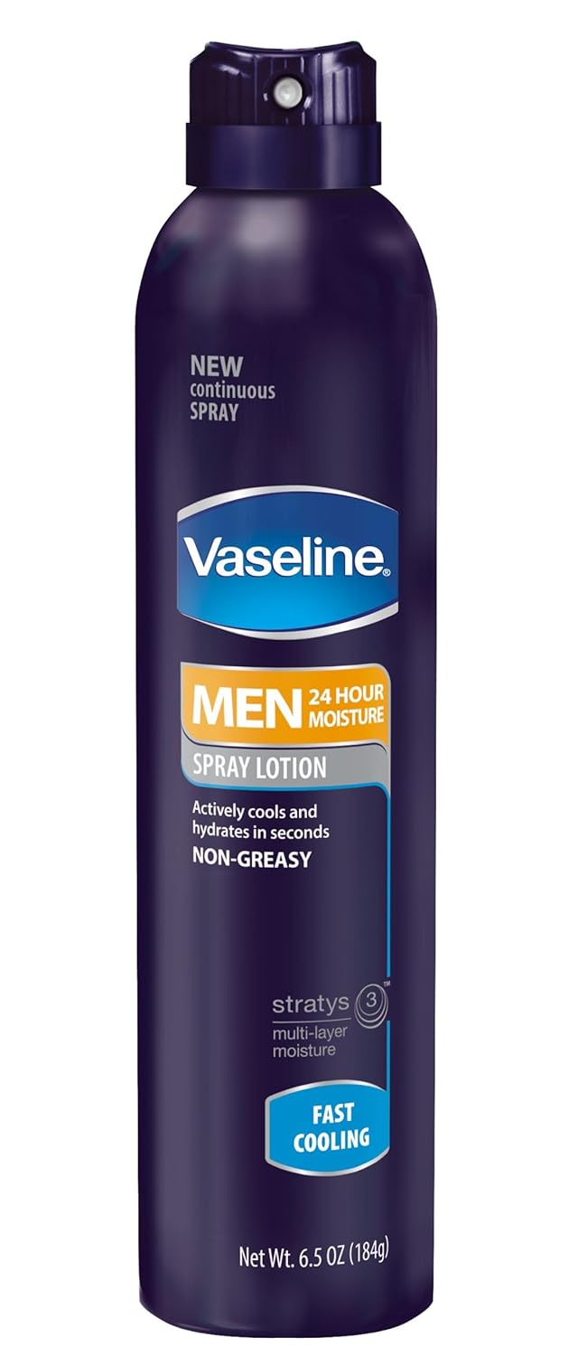 Vaseline Men Spray Lotion, Fast Cooling, 6.5 Ounce - pack of 6