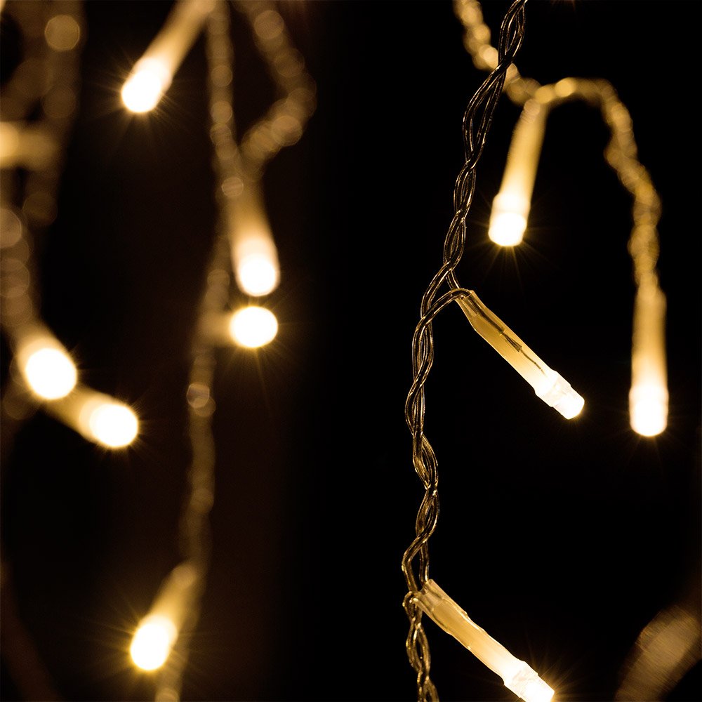 Monzana® Lichterkette 600 LED 20m Fernbedienung 8 Leuchtmodi IP44 Innen Außen Regenlichterkette Lichtervorhang Eisregen warmweiß Weihnachtsbeleuchtung