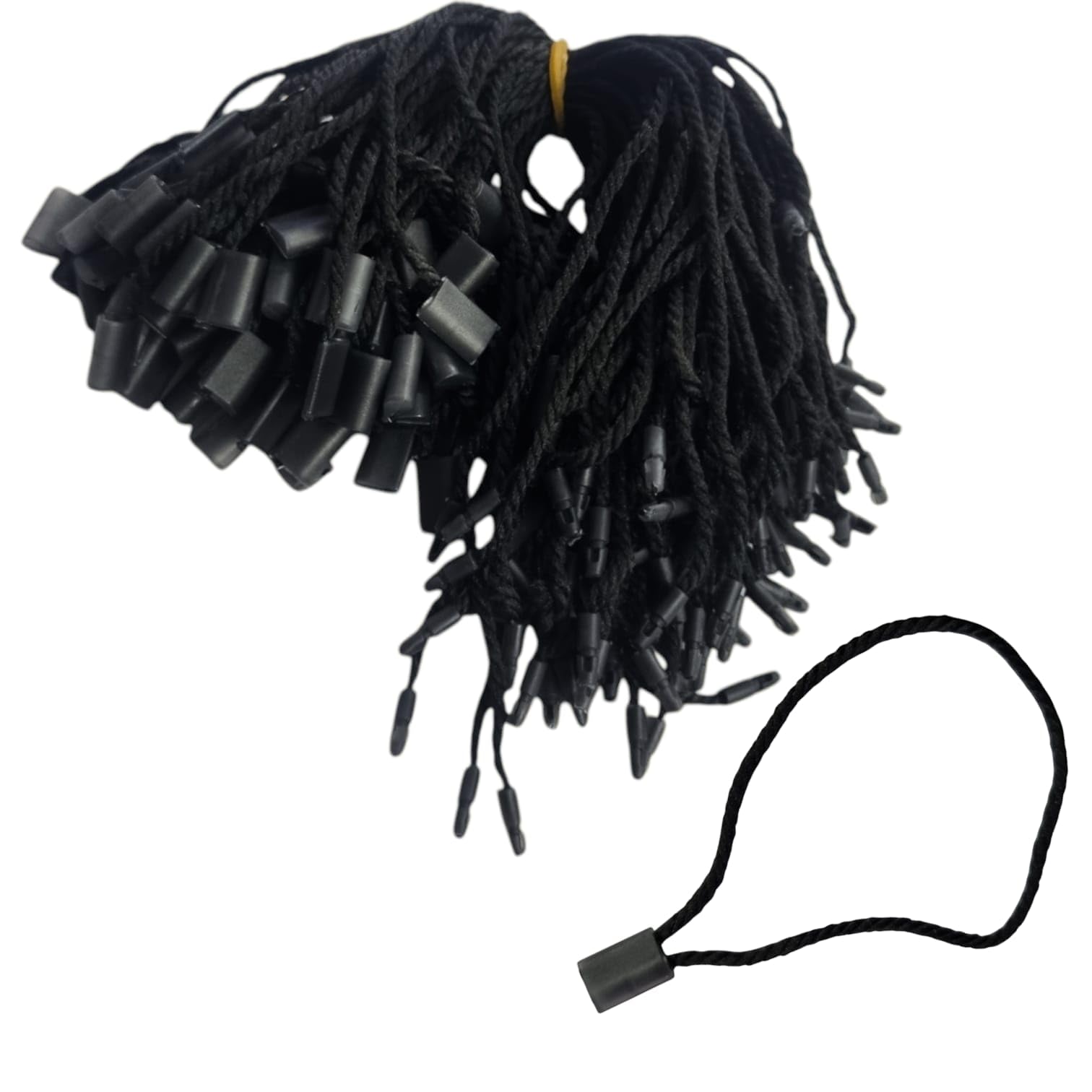 RIANZ 1000 Nylon Hang Tag Label String for Garments I Dress Hang Tag String I Cords Snap Lock Pin Loop Fastener Hook Ties Easy and Fast to Attach (Black Pack of 1000 Tags)-image-35