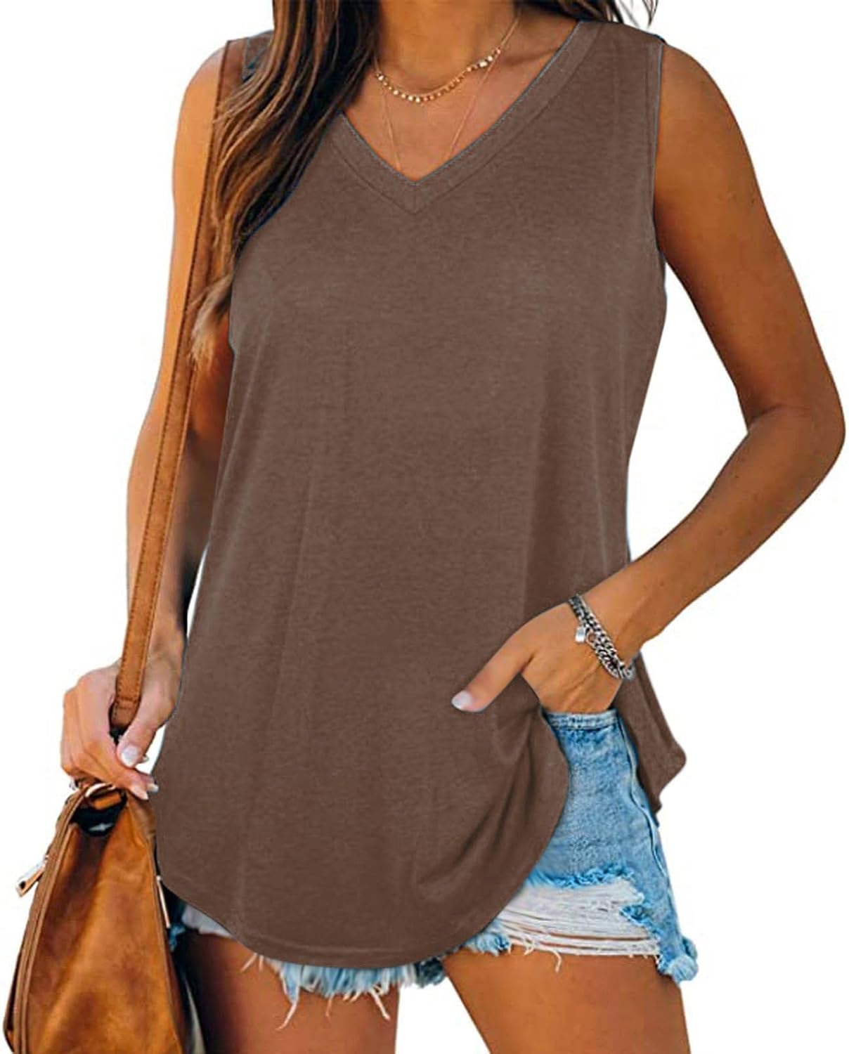 Plus Size Tank Tops for Women Summer Sleeveless V Neck Casual Tank Tops Blouse Shirts Casual Solid Color Tunics