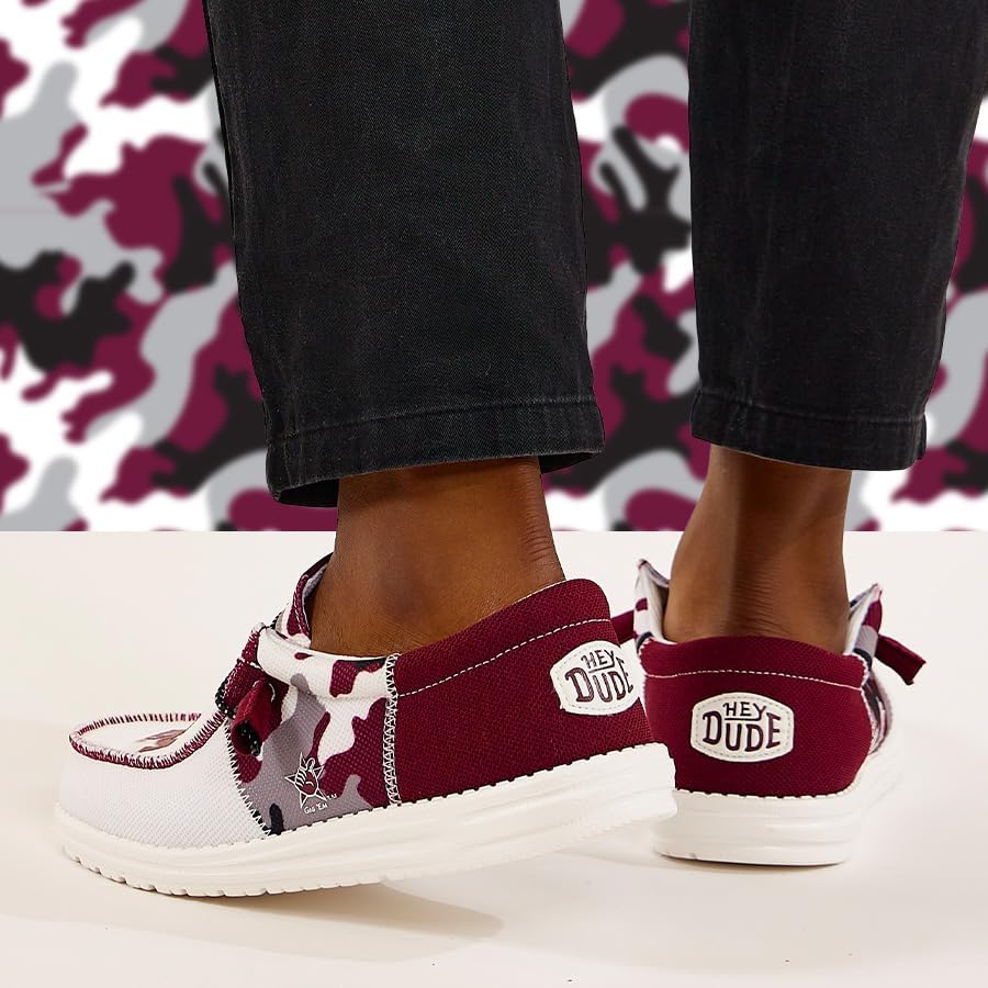 HEYDUDE Wally Tri Texas Am White/Maroon Size M11, Men’s Shoes, Men's Slip-on Loafers, Comfortable & Light-Weight - Image 2