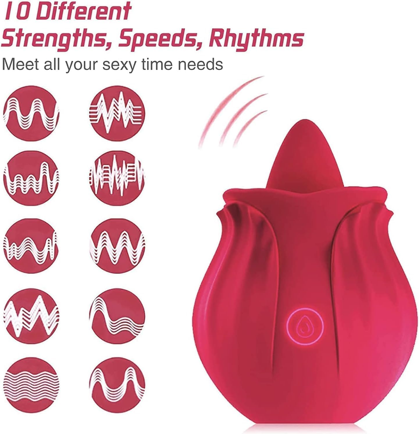 Easy to Operate Rose Shape Toys Update Model 3 in 1 Rose Toy with Tongue Licking, Thrusting and Vibrating Adult Tools YK3+6 * 3