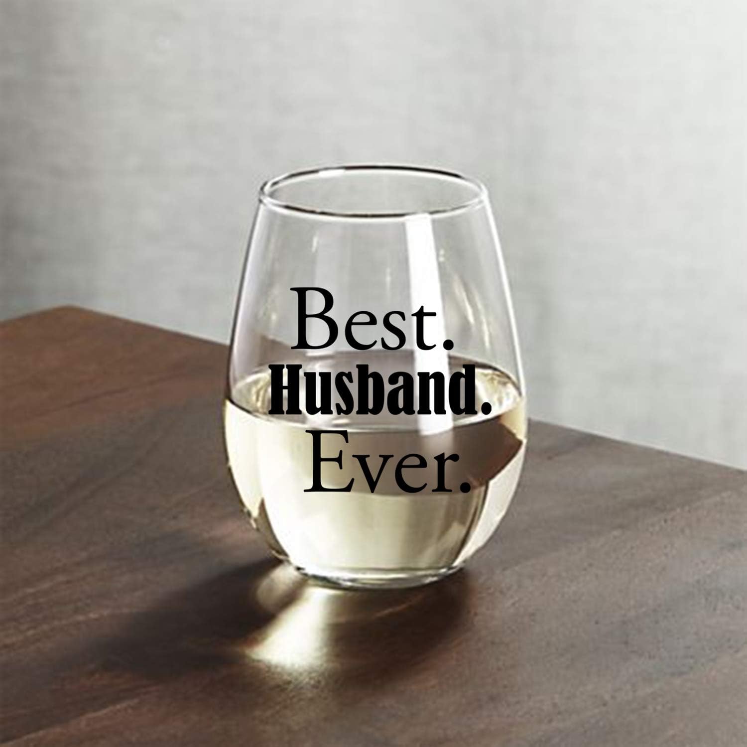 Get Cheap Price Best Husband Ever 15oz Stemless Wine Glass with Sayings by Momstir - Unique Present for Him, Hubby, Men, Husband from Wife - Romantic Idea for Anniversary, Birthday, Valentines Day