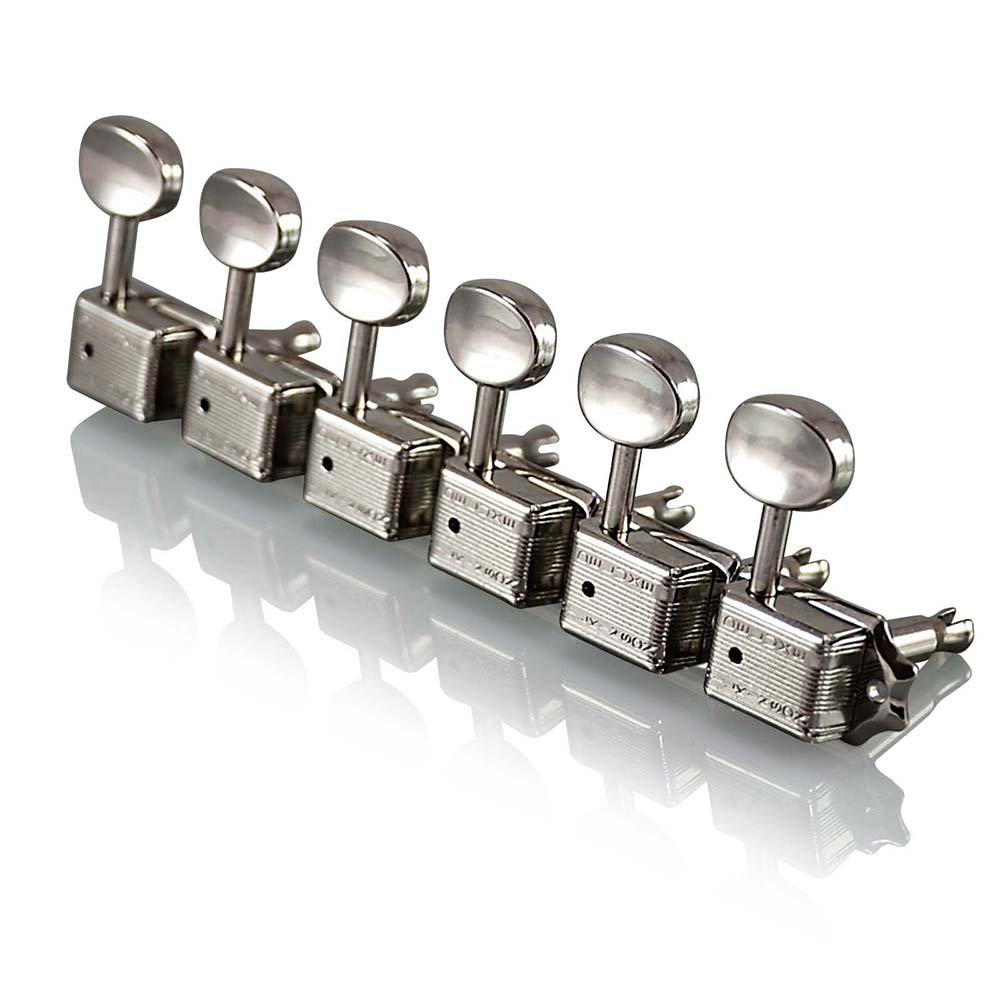 Wilkinson Deluxe Tuners/Machine Heads Nickel Right Handed WJ55 Split Post Vintage ‘Kluson Style’ 6 in-line for Fender Stratocaster, Telecaster etc. (Right Handed, Nickel)