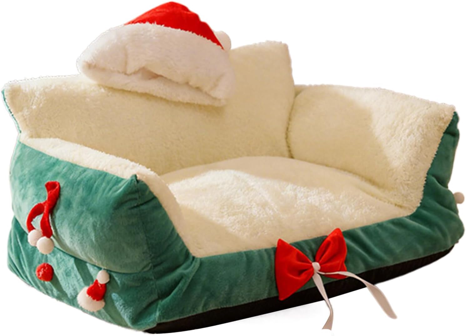 Cat Sofa - Sleeping Chair with Santa Hat | Cat Beds - for Home Kitchen Bedroom Living Room Porch Patio Balcony Play Area Apartment Indoor Relaxation Nighttime Sleep Daily Rest