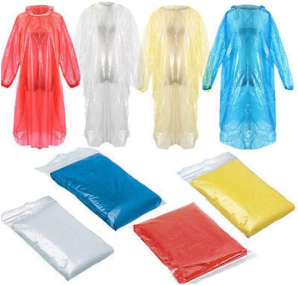 Disposable Rain Ponchos for Adults, Clear with Hood, Compact Emergency Ponchos for Hiking, Camping, Travel
