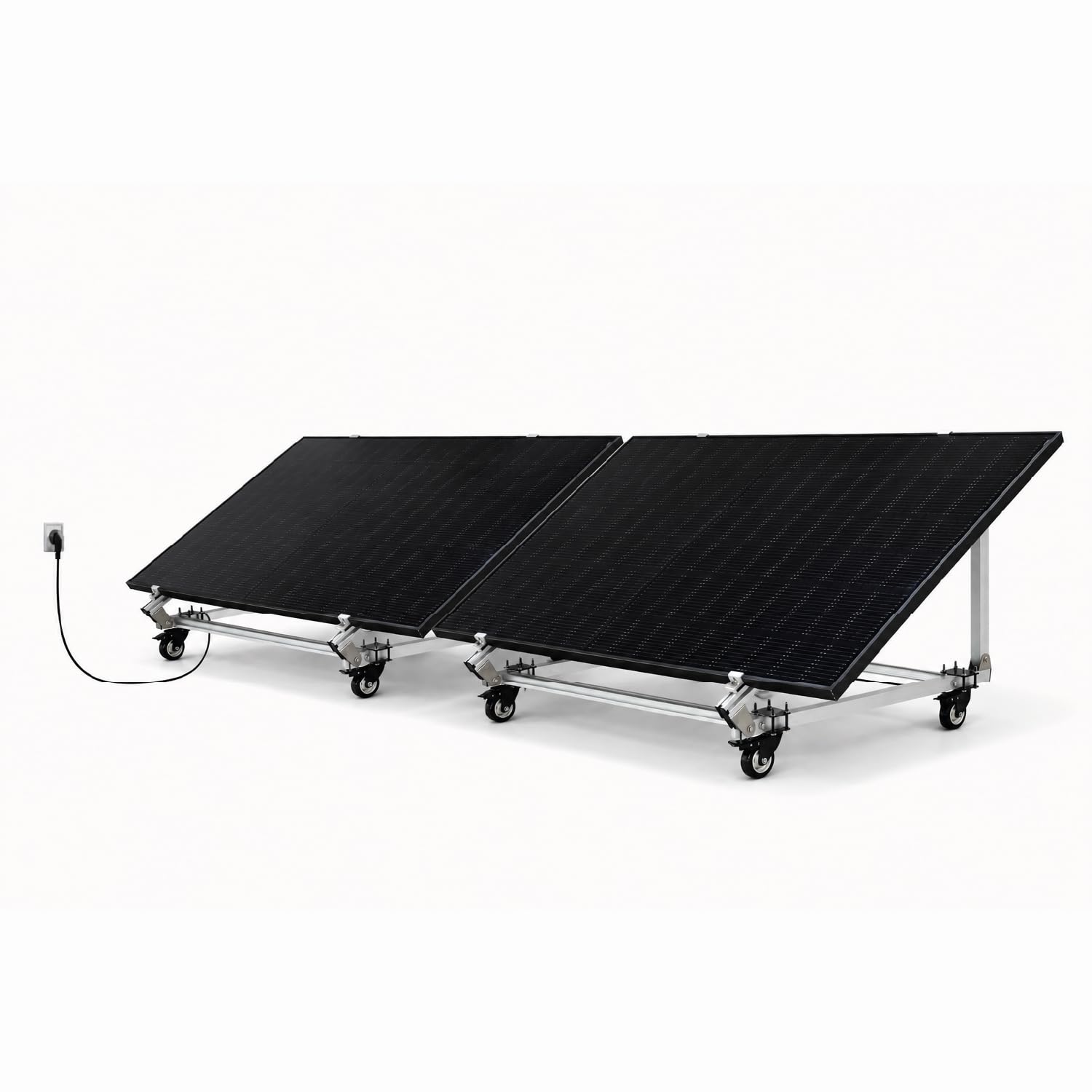 Kit Solaire Autonome Connecté KATEZER avec Roulettes - Prêt à Brancher - Panneau Bifacial - Installation Sans Travaux - Suivi de Production - Pose Sol, Mur ou Balcon (KIT DOUBLE 840W)