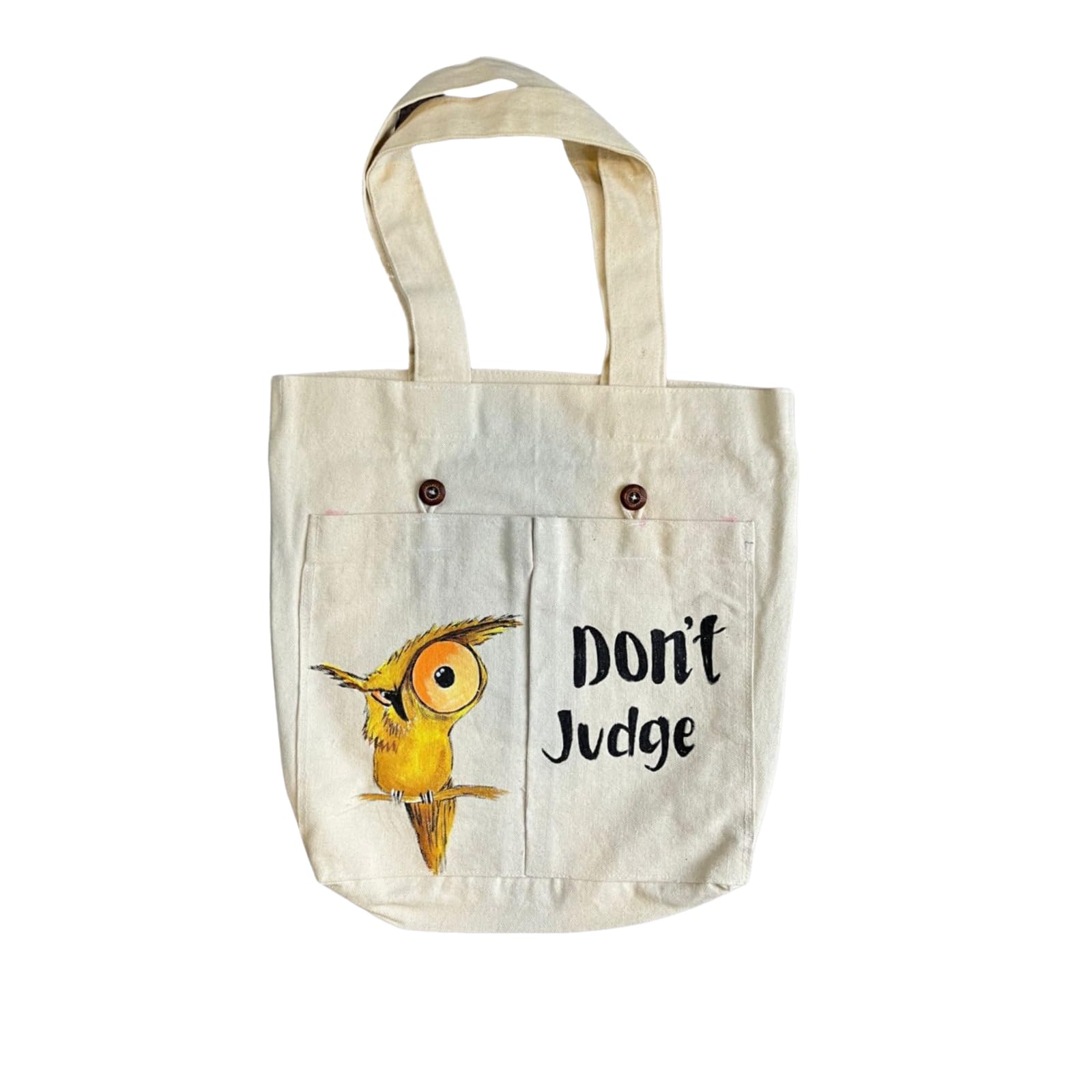 HOUSETHAT Two Pocket Graphic Tote with Double Handle | Reusable Shopping Grocery Bags, Foldable and Eco Friendly Washable