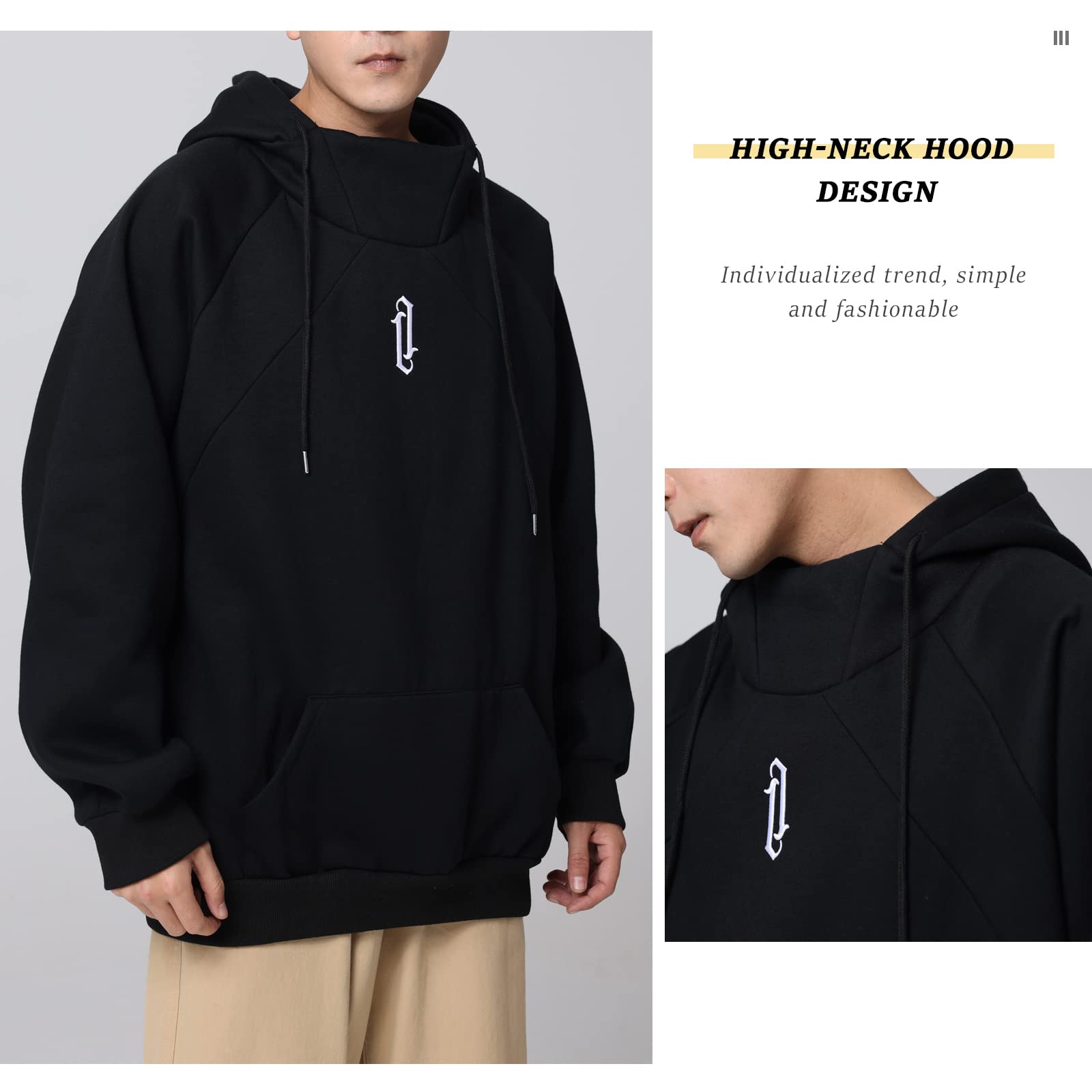 Eocicvvi Felpa Uomo con Cappuccio Pullover Hip Hop Stile Comoda Felpe Pile Hoodies Streetwear Hip Hop Sweatshirt Autunno Invernale Moda