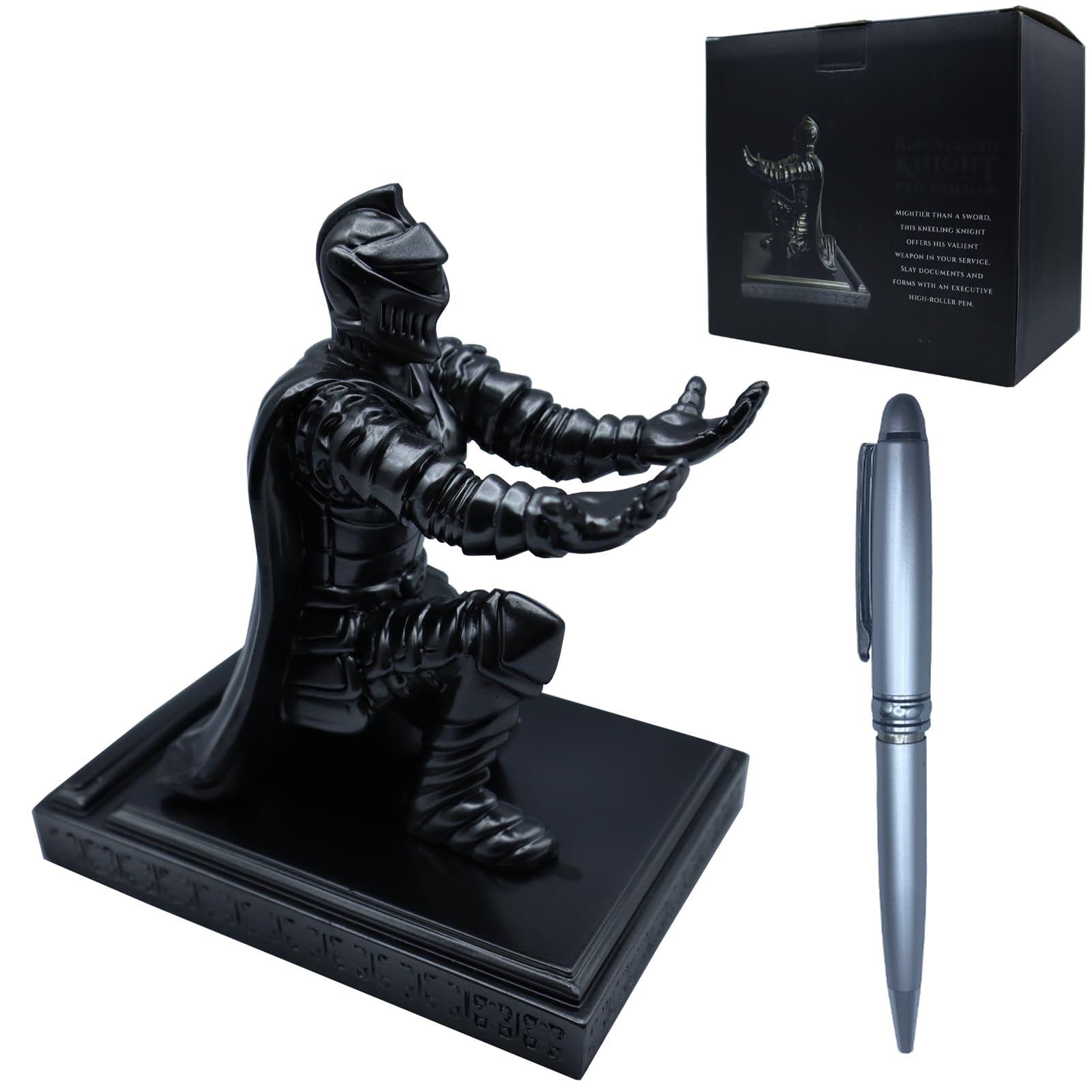 NNIPRAIYE Queen's Knight Pen Holder for Women, Guard Leader Cloak Warrior Desk Pen Holders with a Pen, Medieval Fountain Pen Stand Gift for Mother Wife Daughter Girl Friends