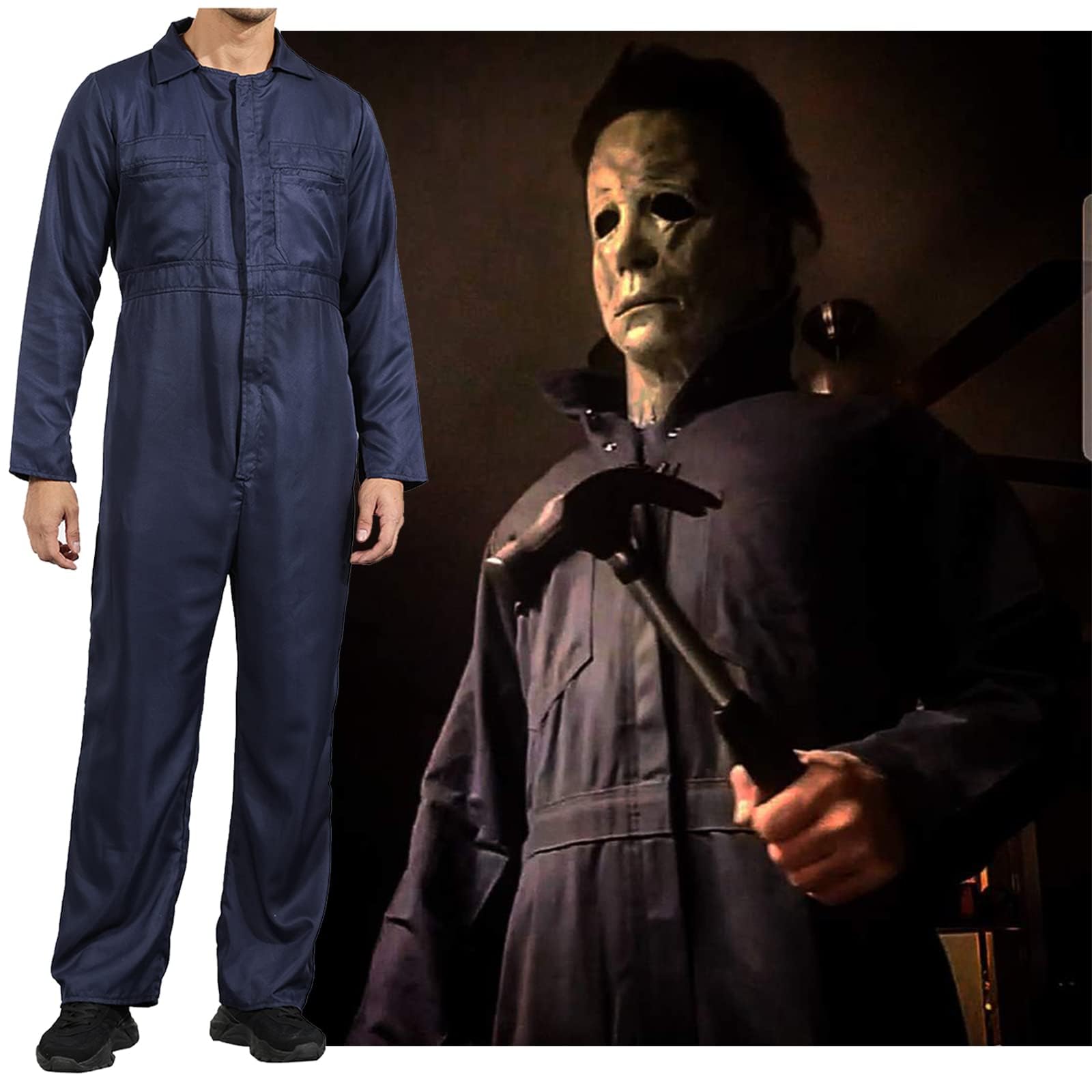Noufun Costume di Michael Myers per adulti, tuta di Michael Myers Costumi di Halloween Costume cosplay di Halloween Horror Killer