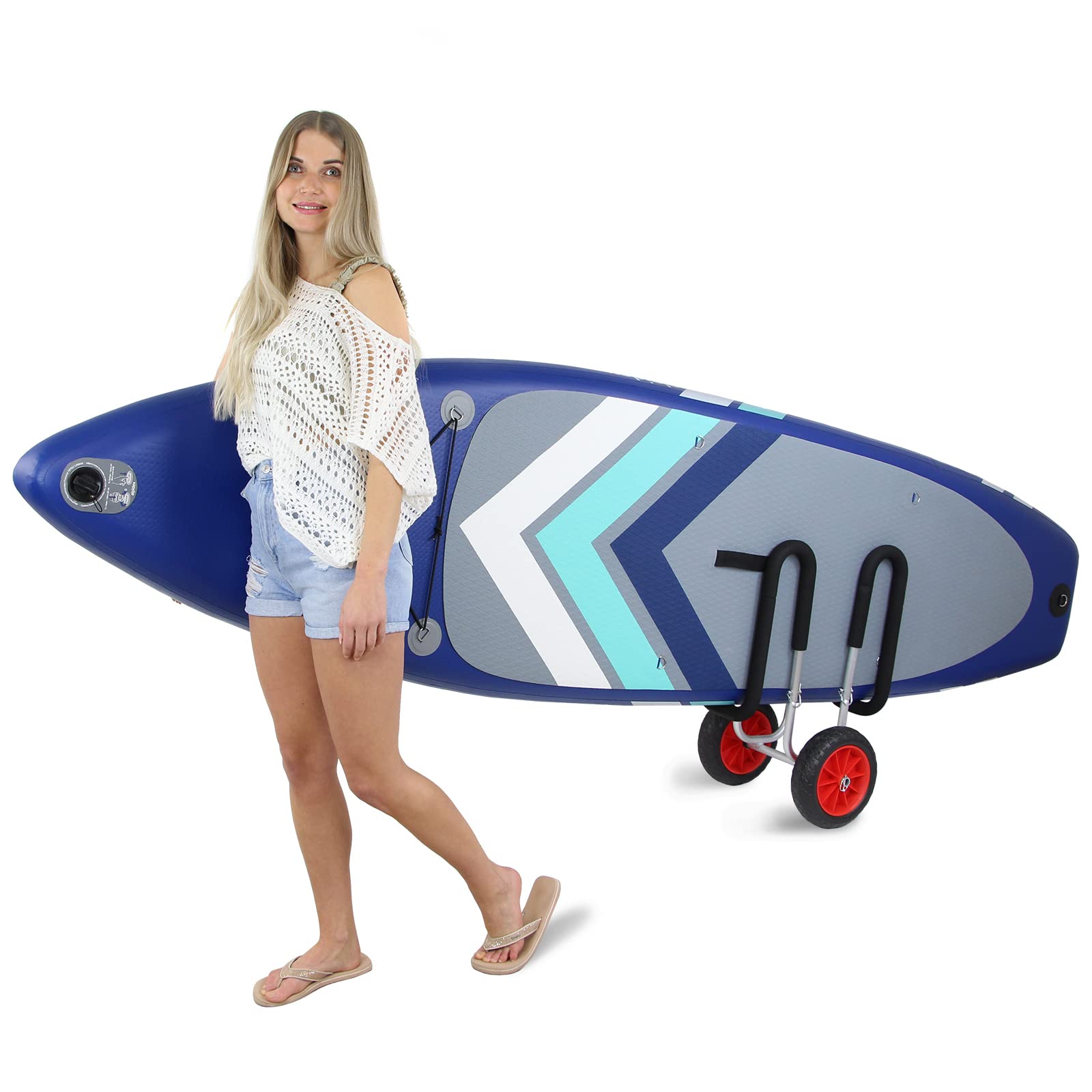 ALPIDEX Chariot Aluminium Transport Planches Stand Up Paddle Board Ø 25 cm Trolley