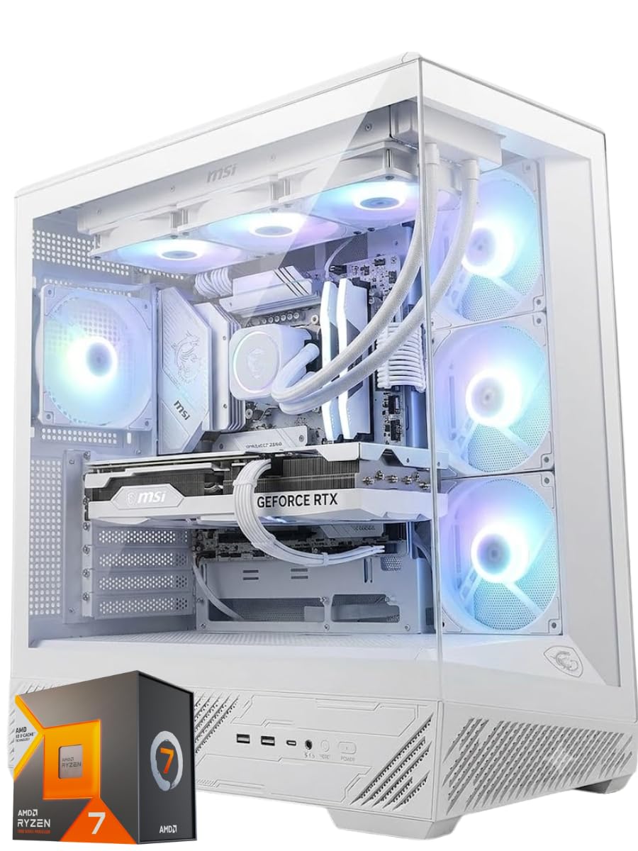 Pc Gaming RYZEN 7 7800X3D Bianco - Scheda video RTX 5070 12GB - RAM 32GB DDR5 6000 - Nvme 1TB ssd - Dissipatore a Liquido 360mm - Wifi e Bluetooth - W11