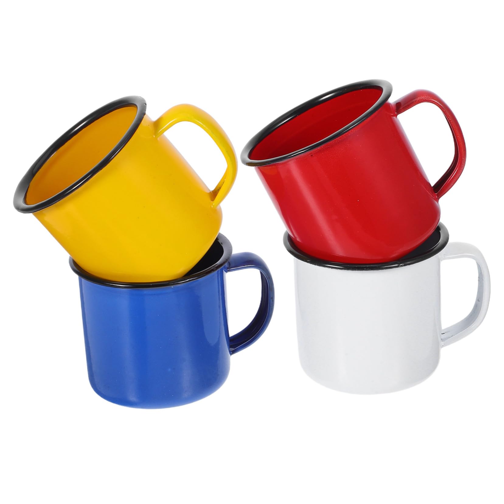 Emaillebecher im Retro Stil 4 Stück Komfortabel und Leicht zu Reinigen Emaille Trinkbecher für Familien und Restaurants im Einfachen Design