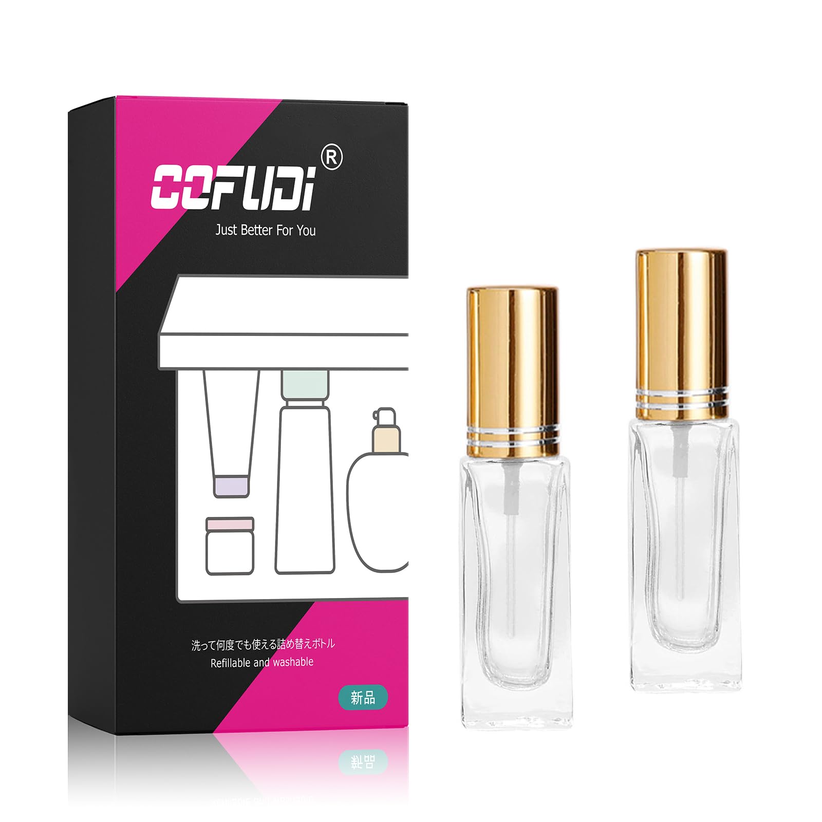 Amazon.co.jp: アトマイザー 10ml 香水スプレーボトル 2本 方形