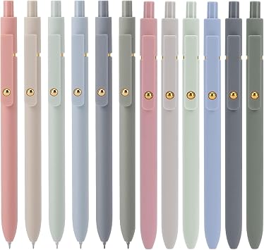 Ddaowanx 6 Pcs 0.5mm Blue Ink Gel Pens& 6 Pcs 0.5mm Black Ink Gel Pens Fine Point Smooth Writing Pen, Cute Office School Supplies Gifts for Women