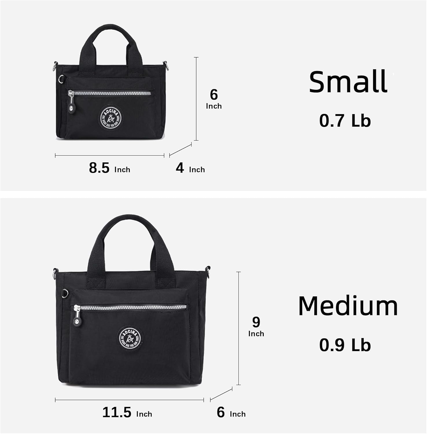 AOCINA Small Tote Bag With Zipper Mini Nylon Crossbody Bags for Women Work Everyday Multi Pocket Lightweight Satchel Purse - Image 7