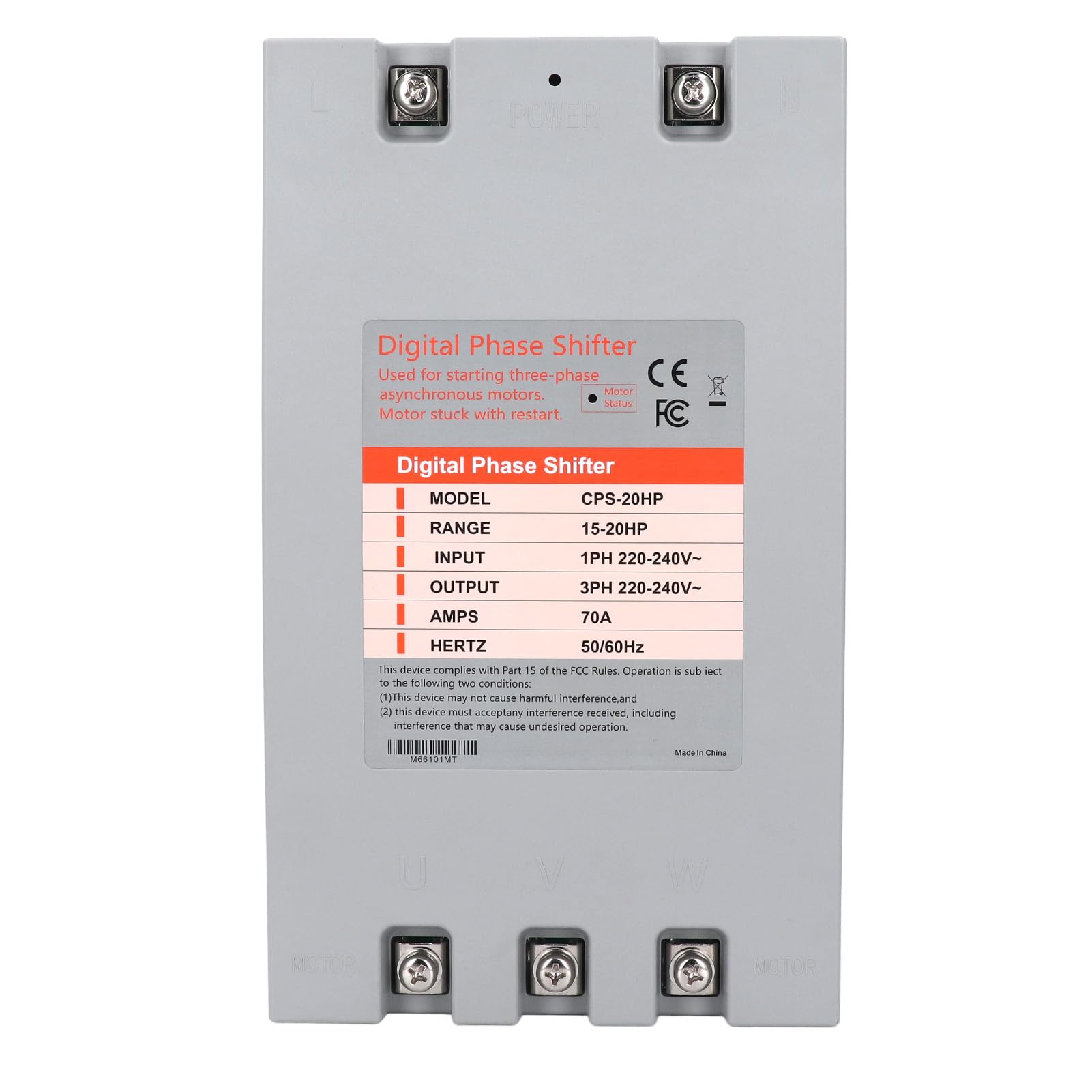 Garosa Convertitore Monofase-trifase, Sfasatore Digitale per Motori CA 11-15KW 70A, Inverter Industriale Compatto per Macchine per la Lavorazione del Legno Ascensori per Auto Motori Idraulici