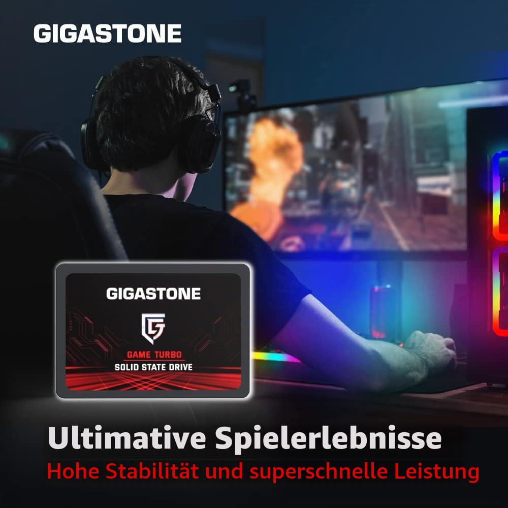 Gigastone SATA SSD 256GB (3er Pack) 2,5 Zoll 3D NAND Bis zu 520MB/s interne SSD SATA III SSD Festplatte Kompatibel mit Laptop und PC Desktop Festkörper-Laufwerk 2,5" SLC Cache Performance