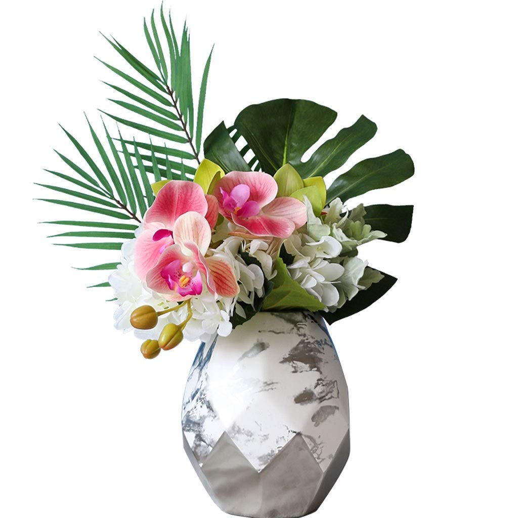 Sbziojhdr One Color Artificial Flowers, Decor Artificial Flowers With Vase Phalaenopsis Orchid Arrangement With Faux