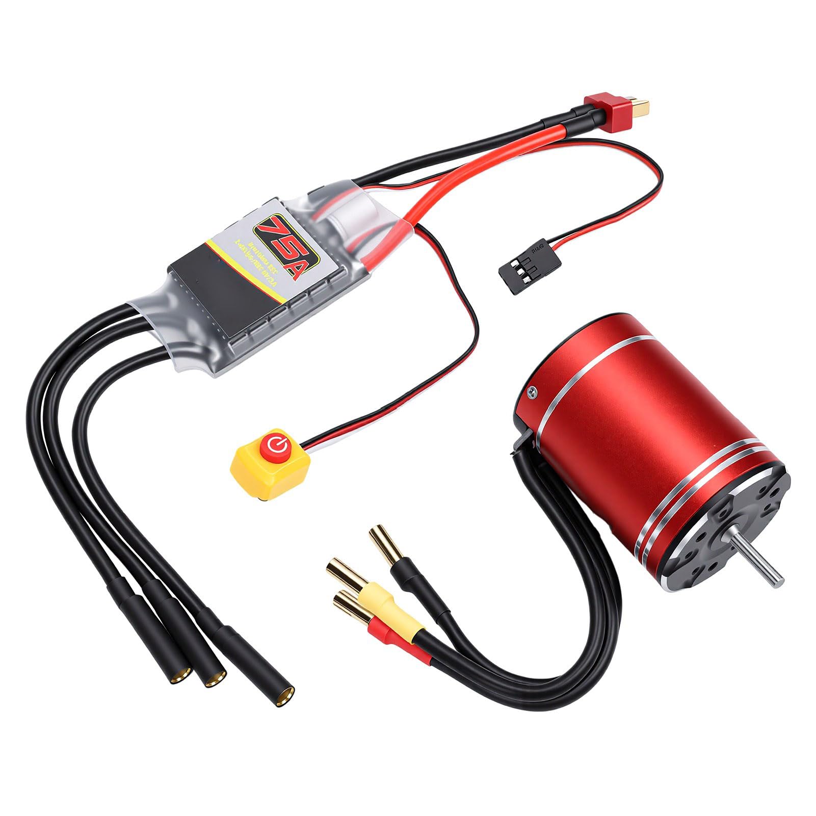VGEBY Bezszczotkowy Silnik RC ESC Combo Wodoodporny Bezszczotkowy Silnik 4600 KV z Aluminiowym Radiatorem 75A ESC Multi Protection dla 1 10 Samochodów RC Ciężarówki Off Road Racing