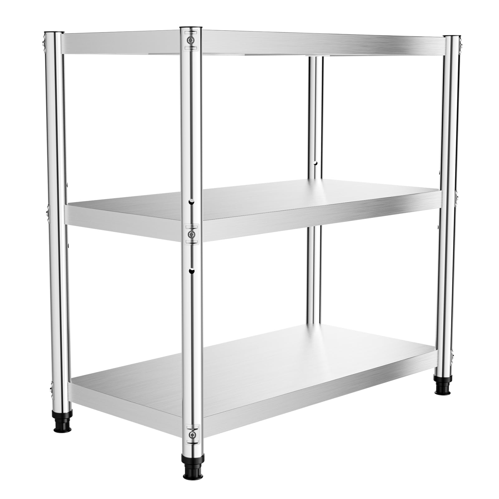 Banco da lavoro in acciaio inox 31,5" x 15,75" con 3 piani banchi da lavoro commerciali e postazioni di lavoro, distanza regolabile per cucina ristorante hotel officina
