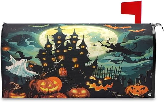 Kcldeci Halloween Pumpkin Magnetic Mailbox Wrap - Autumn Fall Post Letter Box Cover, Standard Size 18 X 21 inch